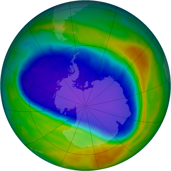 Antarctic ozone map for 26 September 2013